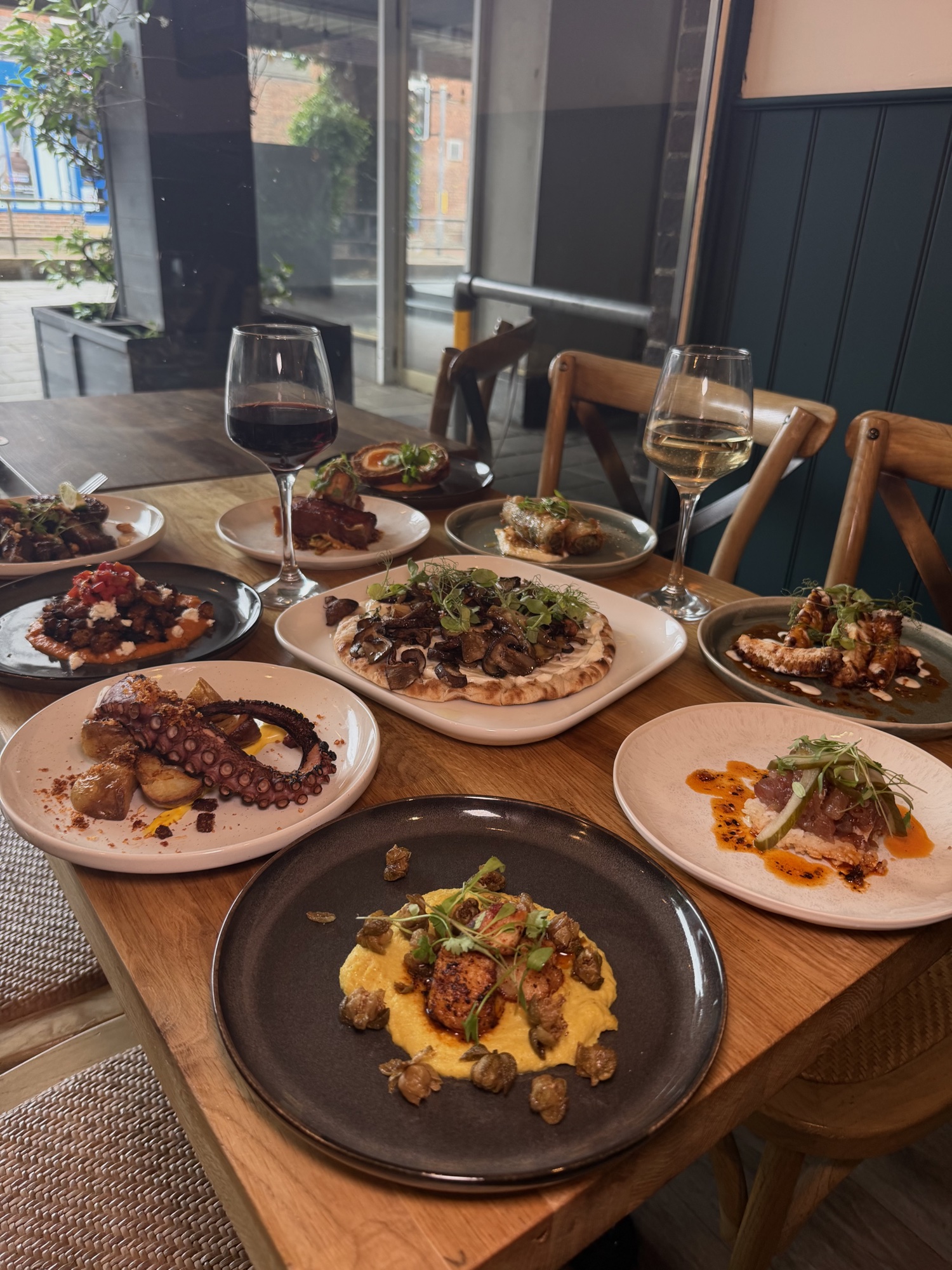 Sharing plates and wine at MIXA